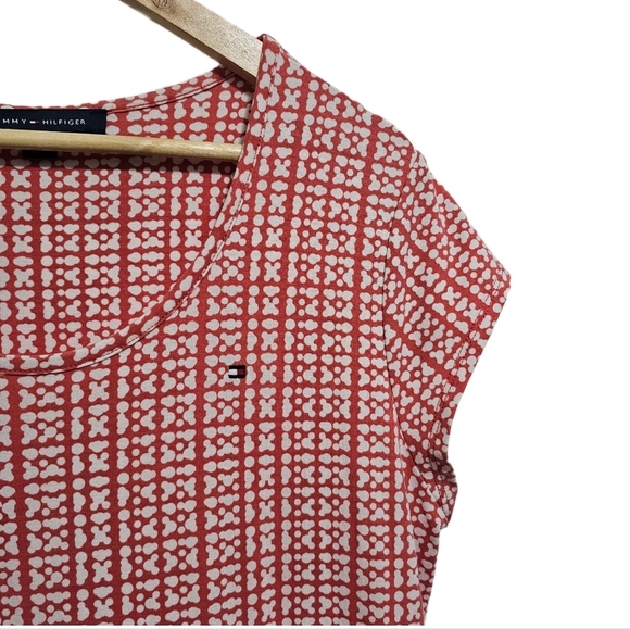 Tommy Hilfiger dress dot tiered print white and red hi low skirt midi si… - Picture 6 of 15